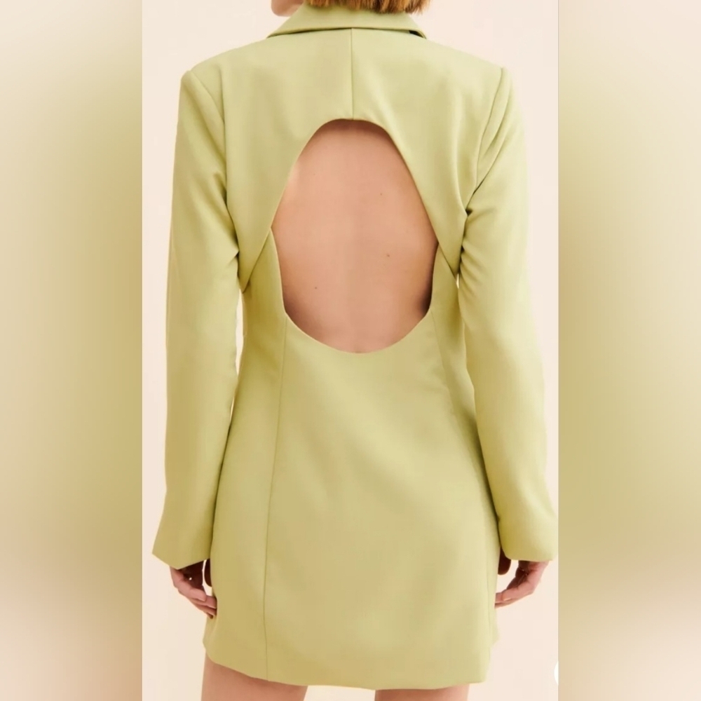 4th & Reckless *GREEN* Blazer Coat Dress Open Back-Size Medium - Picture 2 of 7
